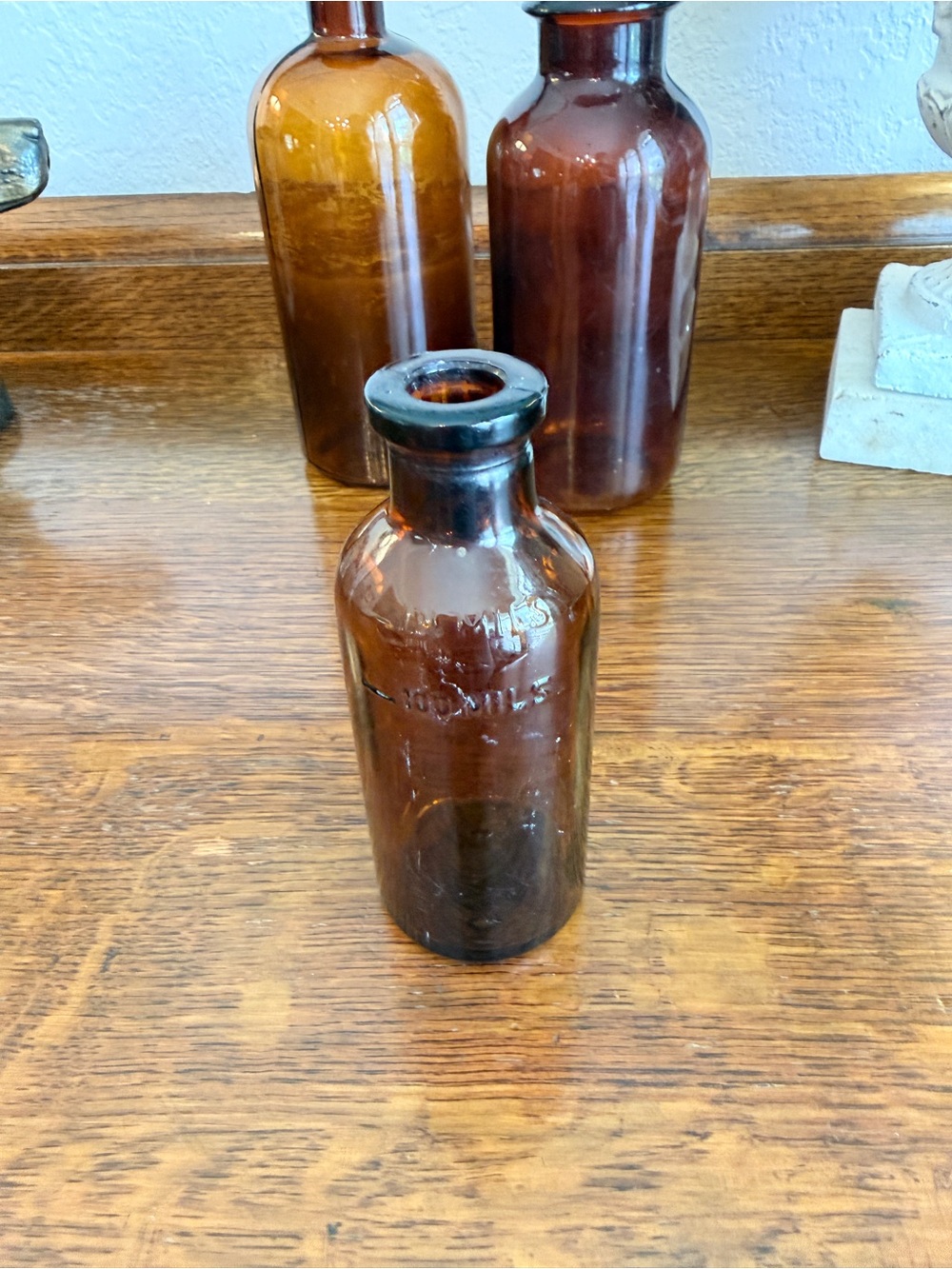 Antique Amber Glass Apothecary Bottle Trio - Picture 17 of 17